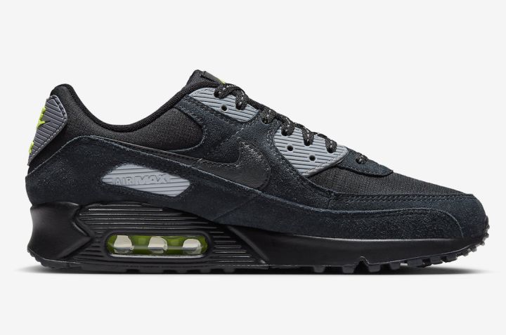 Volt, Obsidian, Nike Air Max 90, FQ2377-001, Air Max 90 - 耐克在这款Air Max 90上加入电压绿迷你Swoosh标志