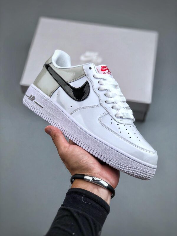 板鞋, 休闲板鞋, Nike Air Force 1'07 Low, Nike Air Force 1, DQ7570-001, Air Force 1 - 耐克 Nike Air Force 1'07 Low 防滑耐磨减震 低帮 休闲板鞋 漆皮白灰 DQ7570-001