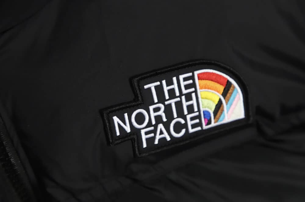 The North Face FW22 1996 复古 Nuptse Pride 夹克 700 Puff 彩虹标志刺绣立领拉链羽绒服 TSK1