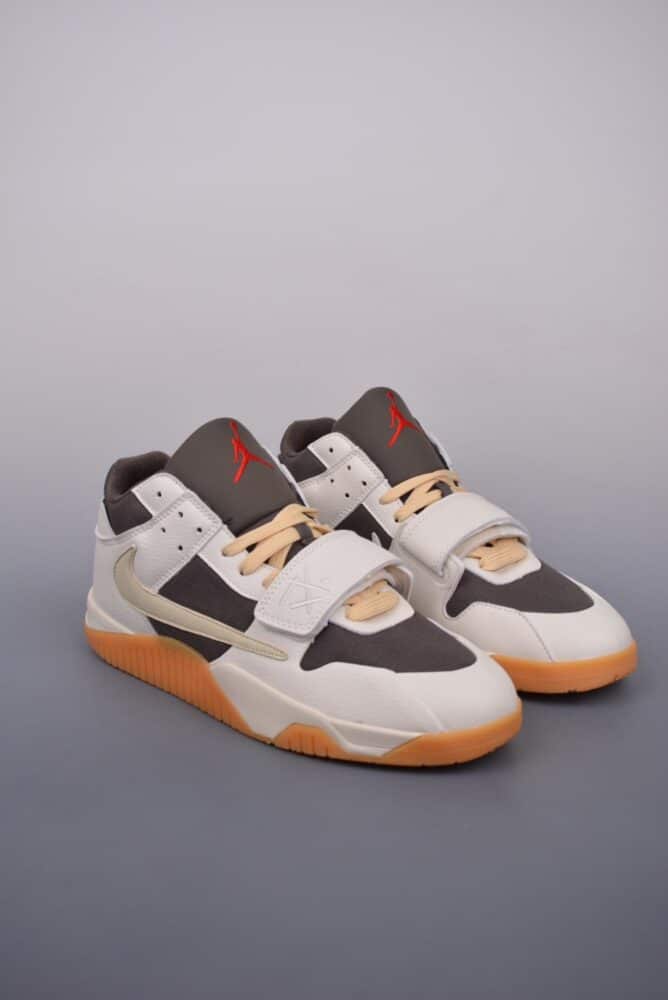 篮球鞋, 球鞋, Travis Scott, Jordan, Air Jordan 4, Air Jordan 1, Air Jordan - Travis Scott x Jordan Executive The Check 高帮篮球鞋 Air Jordan 4的外底橡胶上翻和Air Trainer 1的魔术贴绑带 白色 货号: FX8117TZ