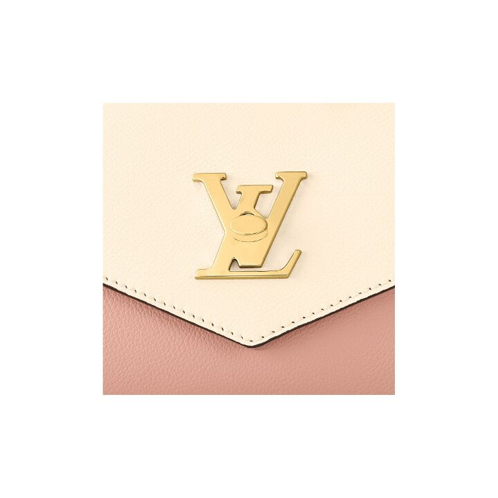 LOUIS VUITTON MYLOCKME 拼色金属Logo滑动链带 牛皮革 信封包单肩斜挎包 女款 杏色/粉色