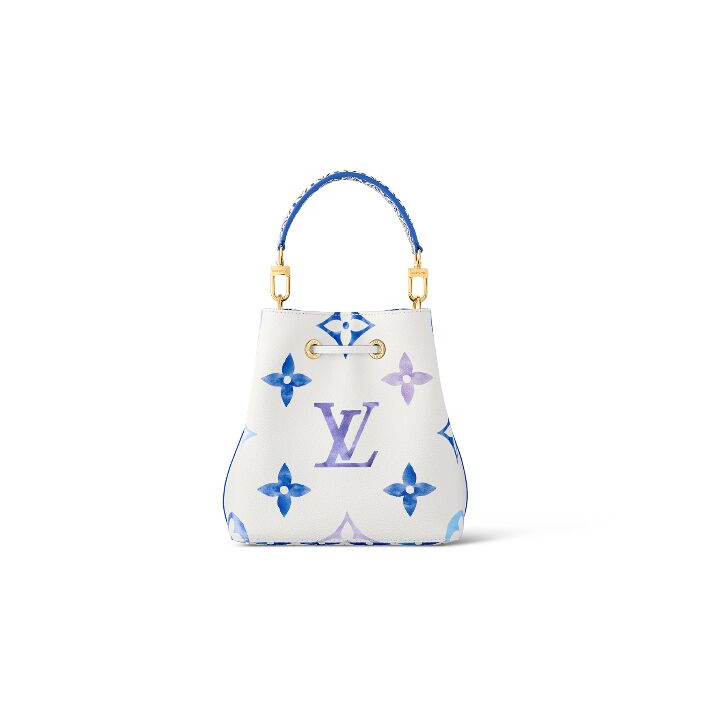 LOUIS VUITTON NONO BB 夏日限定水彩系列 可拆卸可调节肩带 涂层帆布 单肩斜挎手提包 小号 女款 白色/蓝色