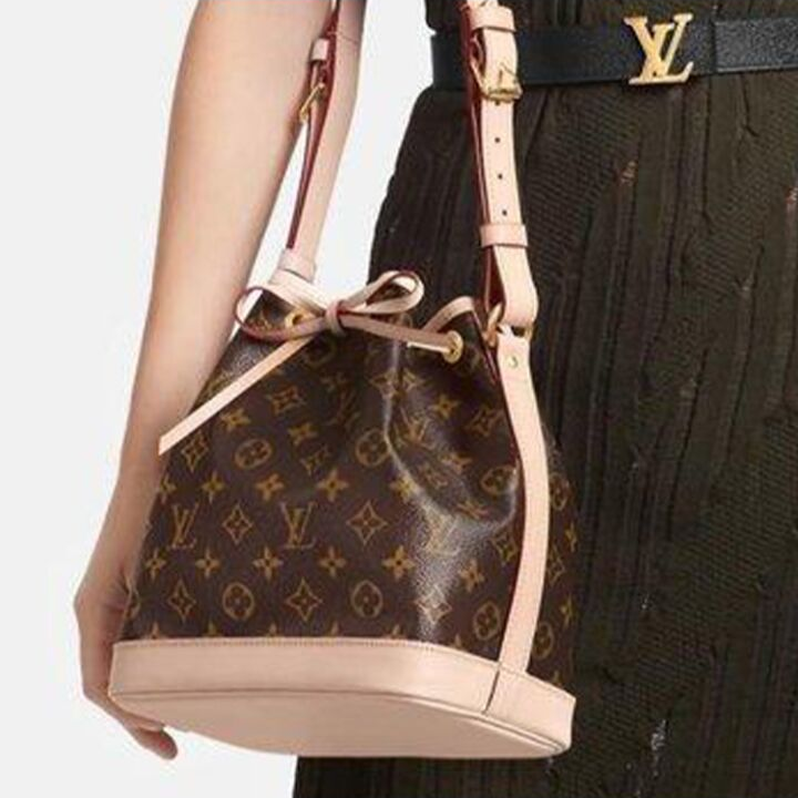 LOUIS VUITTON NOE BB 经典老花 涂层帆布拼皮 束绳水桶包单肩斜挎包 小号 女款 棕色