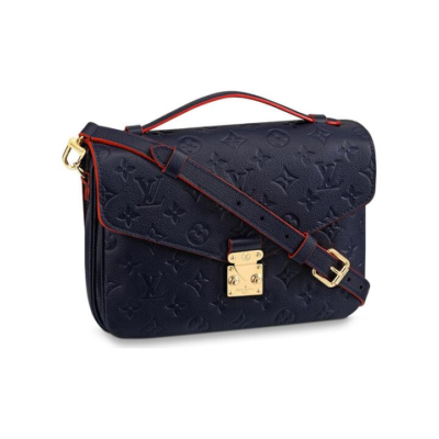 LOUIS VUITTON Pochette Metis 老花压纹 牛皮 邮差包手提单肩斜挎包 女款 深海蓝拼红色