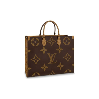 LOUIS VUITTON ONTHEGO GM#老花肩带#经典标志性Logo老花满印 涂层帆布 托特包Tote包购物袋单肩手提包 大号 女款 棕色/焦糖色拼色