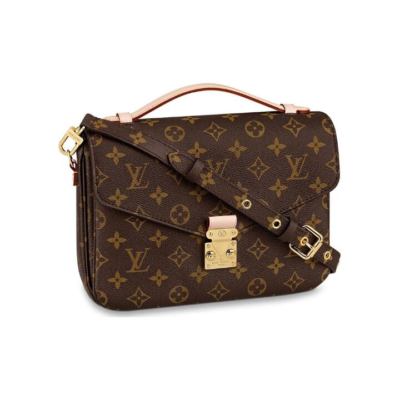 LOUIS VUITTON Pochette Metis 经典复古便携 涂层帆布拼牛皮饰边 腋下包邮差包单肩斜挎手提包 女款 棕色