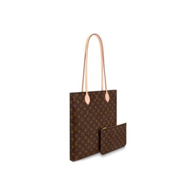 LOUIS VUITTON Carry It 经典老花 牛皮拼帆布 托特包Tote包购物袋单肩包 女款 棕色