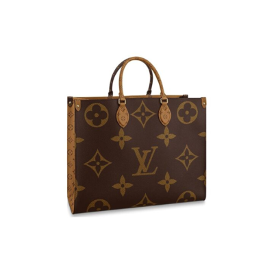 LOUIS VUITTON ONTHEGO GM#黑色肩带#经典老花满印 涂层帆布 托特包Tote包购物袋单肩手提包 大号 女款 棕色/焦糖色