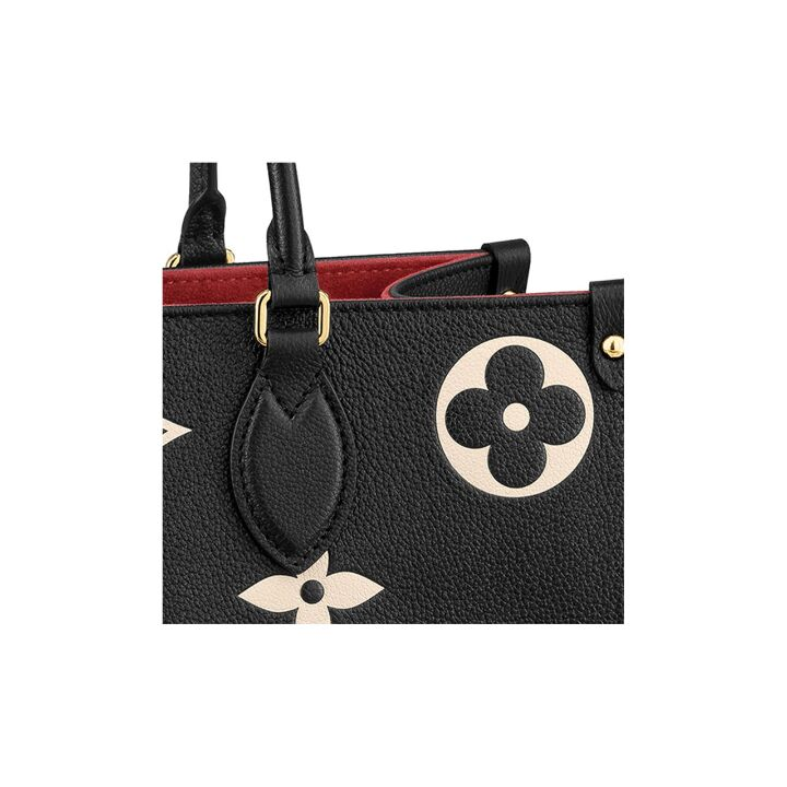 LOUIS VUITTON ONTHEGO 老花压纹 牛皮 托特包Tote包购物袋单肩手提包 中号 女款 黑色