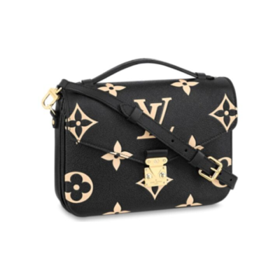 LOUIS VUITTON Pochette Metis 金色五金字母Logo 牛皮 邮差包手提包单肩包斜挎包 女款 黑色/米色