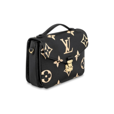 LOUIS VUITTON Pochette Metis 金色五金字母Logo 牛皮 邮差包手提包单肩包斜挎包 女款 黑色/米色