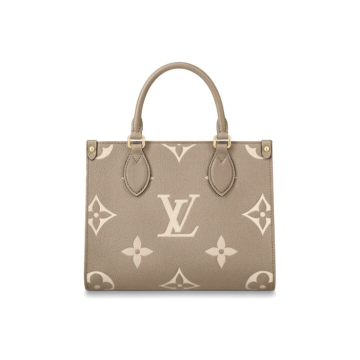 LOUIS VUITTON ONTHEGO PM 经典老花满印 牛皮革 托特包Tote包购物袋单肩手提包 小号 女款 大象灰/奶白色