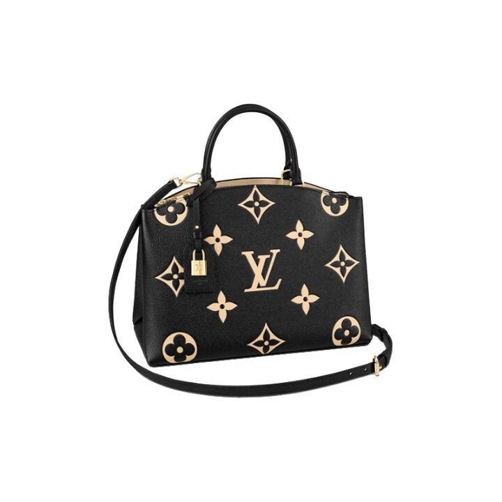 LOUIS VUITTON GRAND PALAIS系列 经典Logo印花双色压纹 粒面牛皮革 单肩手提包 女款 黑色