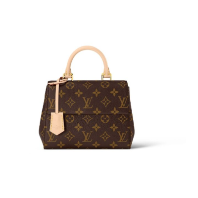 LOUIS VUITTON Cluny Mini 老花可拆卸肩带 涂层帆布拼牛皮革饰边 手提单肩斜挎包 小号 女款 棕色