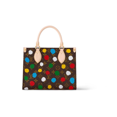 LOUIS VUITTON x Yayoi Kusama草间弥生 联名款 ONTHEGO 老花满印 帆布拼牛皮革 子母包托特包Tote包购物袋手提包 小号 女款 多色