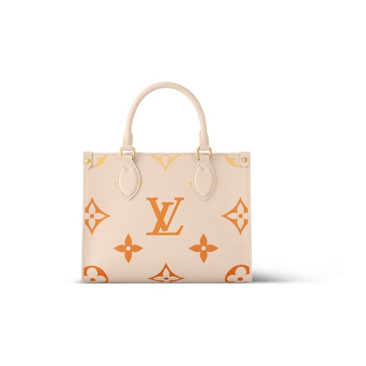 LOUIS VUITTON ONTHEGO PM 可拆卸可调节肩带图案印花 牛皮 托特包Tote包购物袋手提包 小号 女款 米色