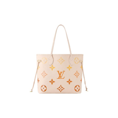 LOUIS VUITTON NEVERFULL MM 夏季限定 渐变老花压印 牛皮 托特包Tote包购物袋手提包 中号 女款 米色