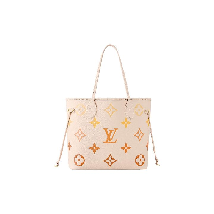 LOUIS VUITTON NEVERFULL MM 夏季限定 渐变老花压印 牛皮 托特包Tote包购物袋手提包 中号 女款 米色