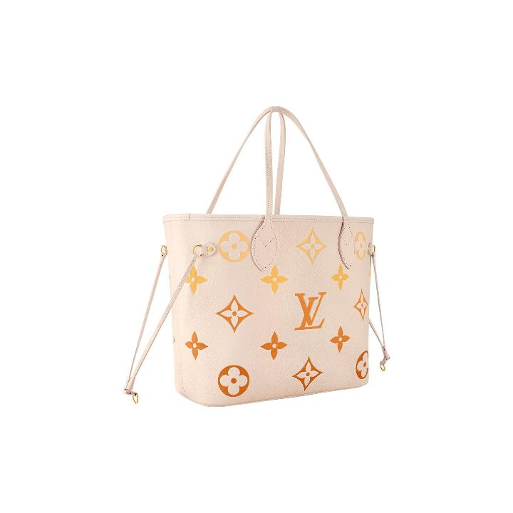 LOUIS VUITTON NEVERFULL MM 夏季限定 渐变老花压印 牛皮 托特包Tote包购物袋手提包 中号 女款 米色