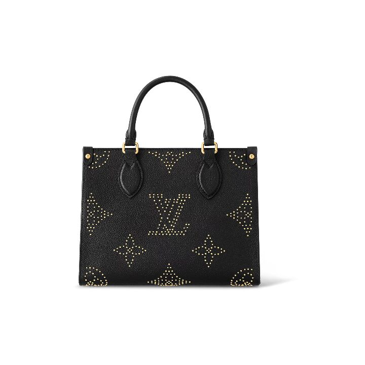 LOUIS VUITTON ONTHEGO 可拆卸可调节肩带字母图案 粒面牛皮革 托特包Tote包购物袋手提包 小号 女款 黑色