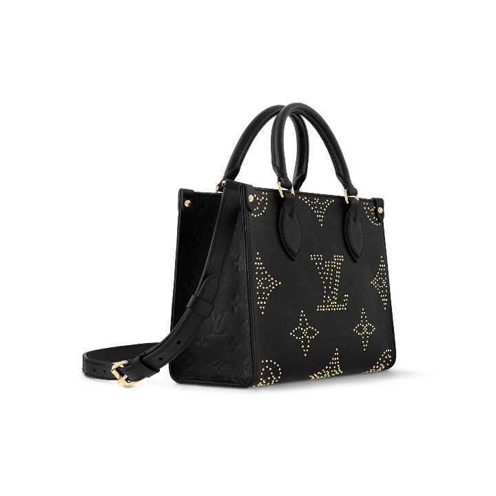 LOUIS VUITTON ONTHEGO 可拆卸可调节肩带字母图案 粒面牛皮革 托特包Tote包购物袋手提包 小号 女款 黑色