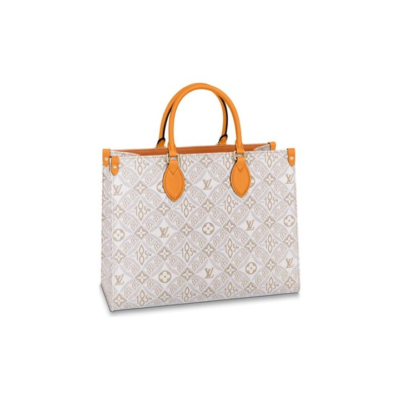 LOUIS VUITTON ONTHEGO MM Since 1854 提花织物 托特包Tote包购物袋手提包 女款 米色/橙色