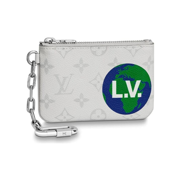 LOUIS VUITTON Logo带勋章钥匙 涂层帆布 钱包 男款 白色