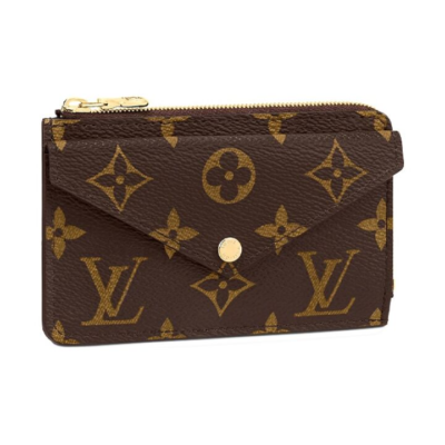 LOUIS VUITTON Card Holder Recto Verso 经典老花L型时尚现代袖珍便携金色豆豆 涂层帆布 零钱包卡包 迷你 女款 棕色