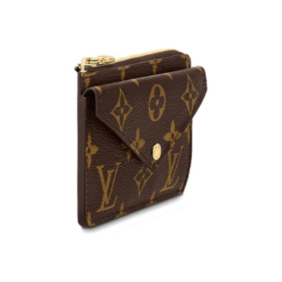 LOUIS VUITTON Card Holder Recto Verso 经典老花L型时尚现代袖珍便携金色豆豆 涂层帆布 零钱包卡包 迷你 女款 棕色