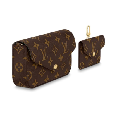 LOUIS VUITTON Multi Pochette Felicie 潮酷便携经典老花 帆布 三合一组合包零钱包单肩斜挎包 女款 老花棕/绿色