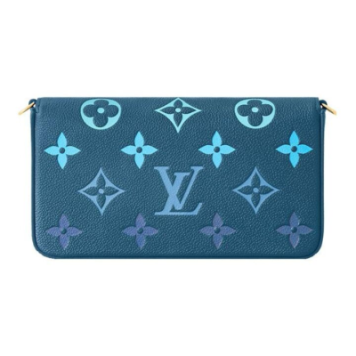 LOUIS VUITTON Pochette Félicie 可拆卸链条按扣闭合 牛皮革 三合一斜挎单肩包 女款 深蓝色