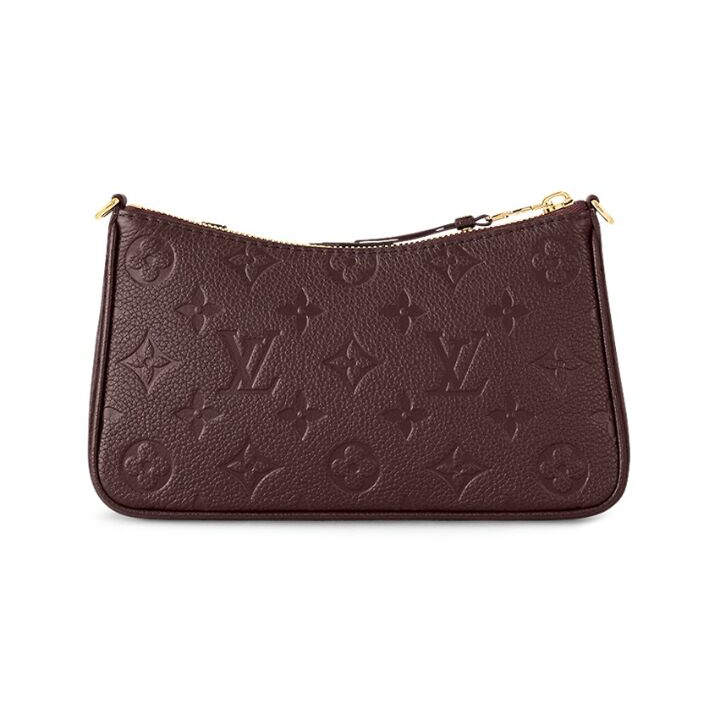 LOUIS VUITTON Easy Pouch 可拆卸可调节肩带拉链开合 压花牛皮 单肩斜挎手提包 女款 酒红色