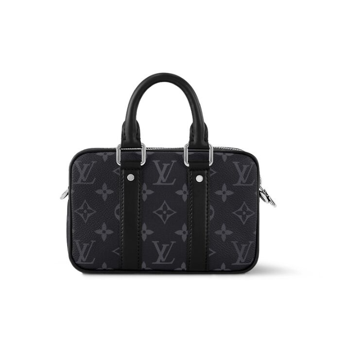 LOUIS VUITTON Nano Porte Documents 可拆卸可调节肩带拉链开合 帆布 手提单肩斜挎包 超迷你 男款 黑色