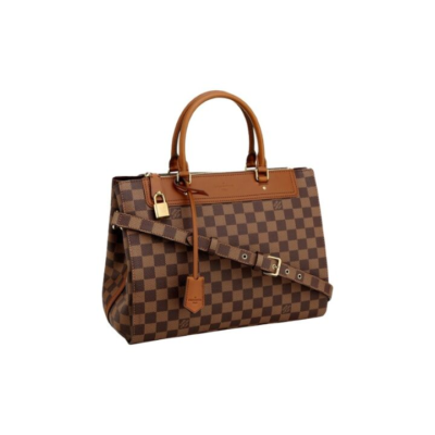 LOUIS VUITTON Greenwich 棋盘格金锁 牛皮 单肩斜挎手提包 女款 棕色