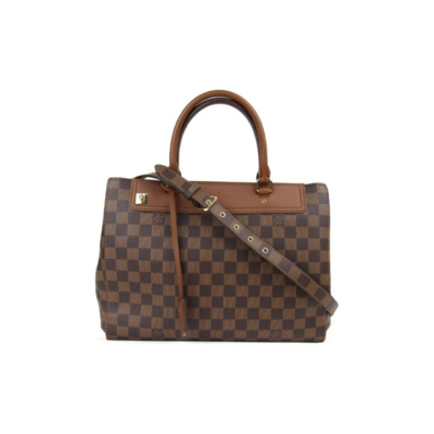 LOUIS VUITTON Greenwich 棋盘格金锁 牛皮 单肩斜挎手提包 女款 棕色