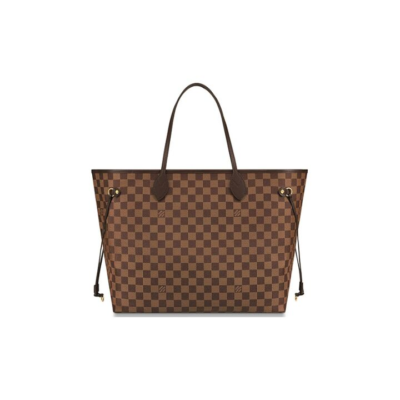 LOUIS VUITTON NEVERFULL GM 棋盘格 涂层帆布拼牛皮 子母托特包单肩手提包 大号 女款 棕色