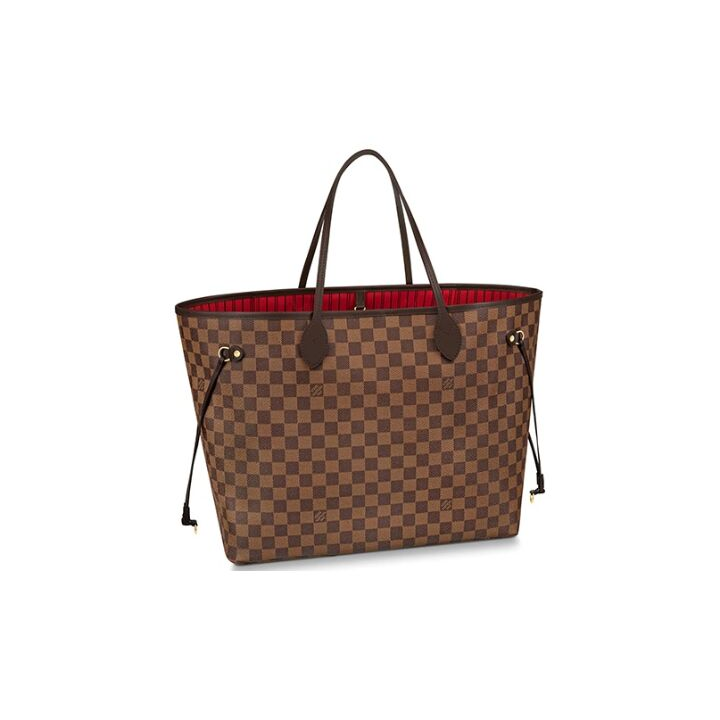 LOUIS VUITTON NEVERFULL GM 棋盘格 涂层帆布拼牛皮 子母托特包单肩手提包 大号 女款 棕色