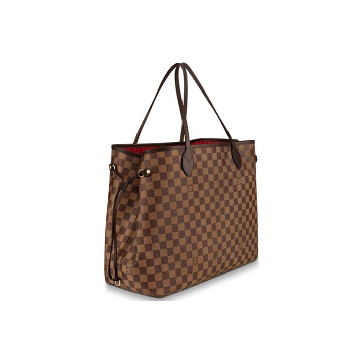 LOUIS VUITTON NEVERFULL GM 棋盘格 涂层帆布拼牛皮 子母托特包单肩手提包 大号 女款 棕色