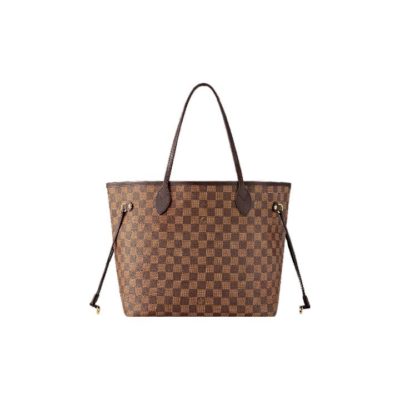 LOUIS VUITTON NEVERFULL MM 棋盘格 涂层帆布拼牛皮革饰边 托特包Tote包购物袋单肩手提包 中号 女款 棕色