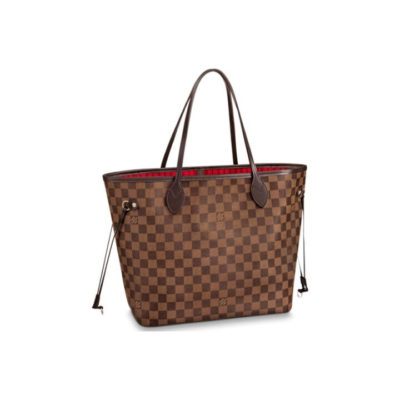 LOUIS VUITTON NEVERFULL MM 棋盘格 涂层帆布拼牛皮革饰边 托特包Tote包购物袋单肩手提包 中号 女款 棕色