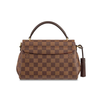 LOUIS VUITTON Croisette 复古经典S-lock锁扣棋盘格 Damier Ebene涂层帆布拼牛皮饰边 手提包斜挎包单肩包 女款 棕色