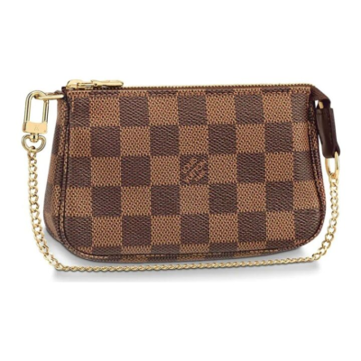 LOUIS VUITTON Pochette Accessories 棋盘格经典便携 牛皮 麻将包腋下包手拿单肩手提包 迷你 女款 棕色 #可加购改装套装#