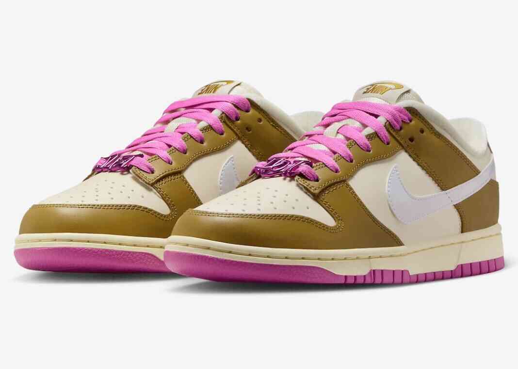 运动鞋, RO, Nike Sportswear, Nike Dunk Low, Dunk Low, Dunk - 2024年1月发布：耐克Dunk Low Just Do It“Bronzine/Playful Pink”